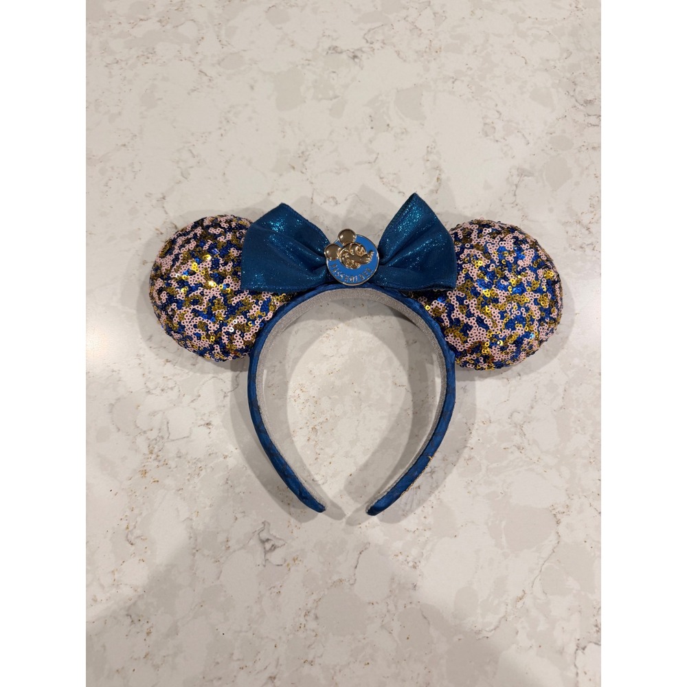 Disney Parks Minnie Mouse Ears Walt Disney World Passholder Sequin Headband Blue